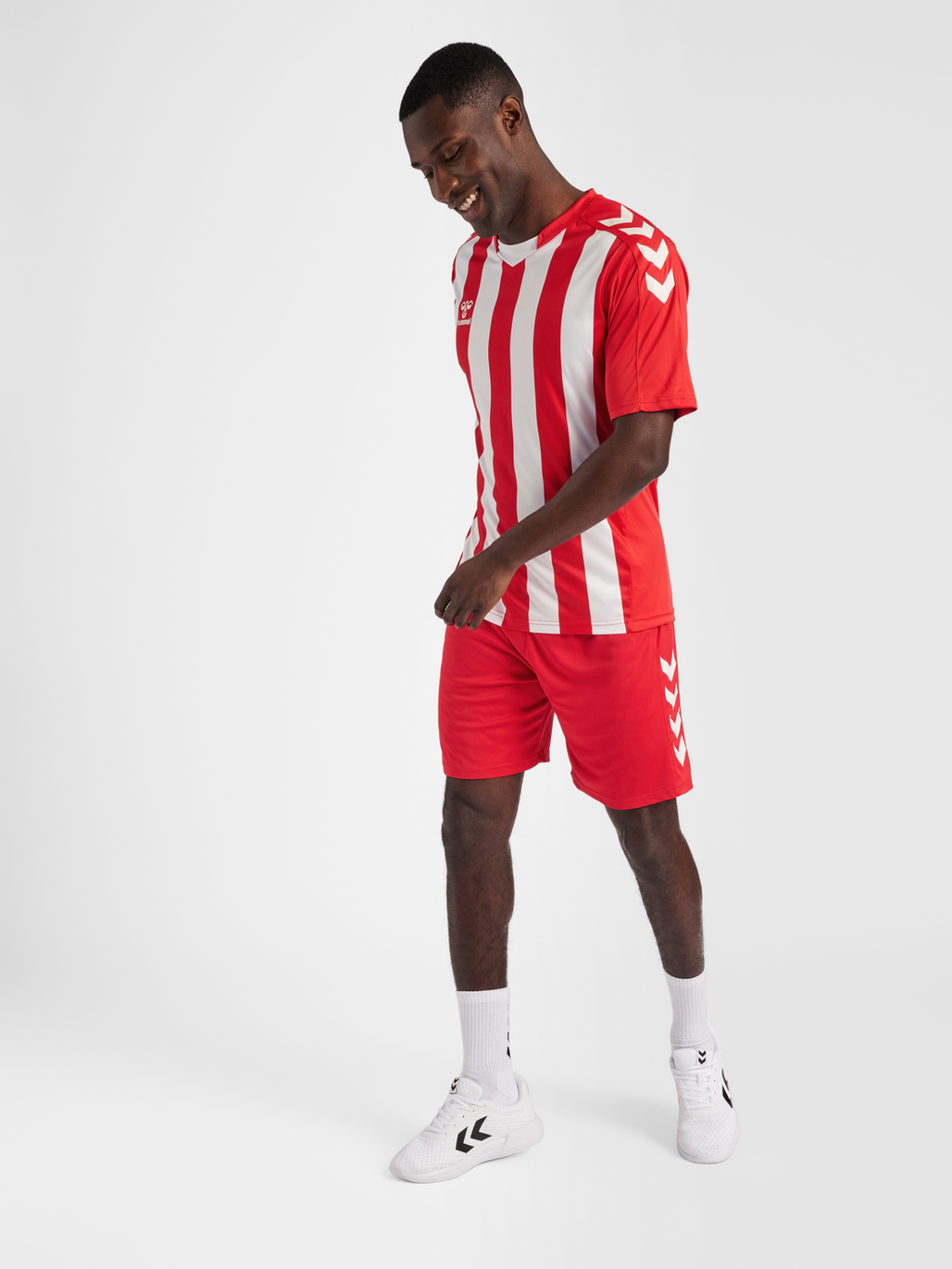 hummel CORE XK STRIPED JERSEY S S TRUE RED WHITE hummel