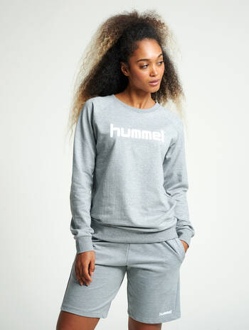 HMLGO COTTON LOGO SWEATSHIRT WOMAN, GREY MELANGE, model