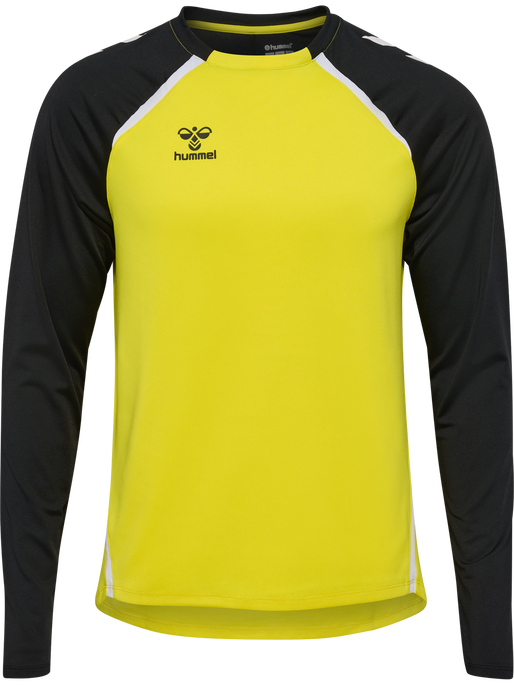 hmlLEAD 2.0 CREW SWEAT, BLAZING YELLOW/BLACK, packshot