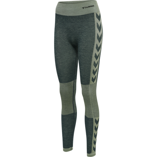 hmlCLEA SEAMLESS MID WAIST TIGHTS, DARKEST SPRUCE/BASIL MELANGE, packshot