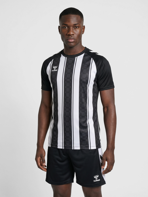 hmlMATCH STRIPED JERSEY S/S, BLACK/WHITE, model