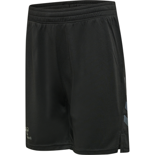 hmlONGRID POLY SHORTS KIDS, JET BLACK/FORGED IRON, packshot