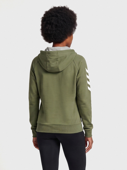 HMLGO COTTON ZIP HOODIE WOMAN, GRAPE LEAF, model