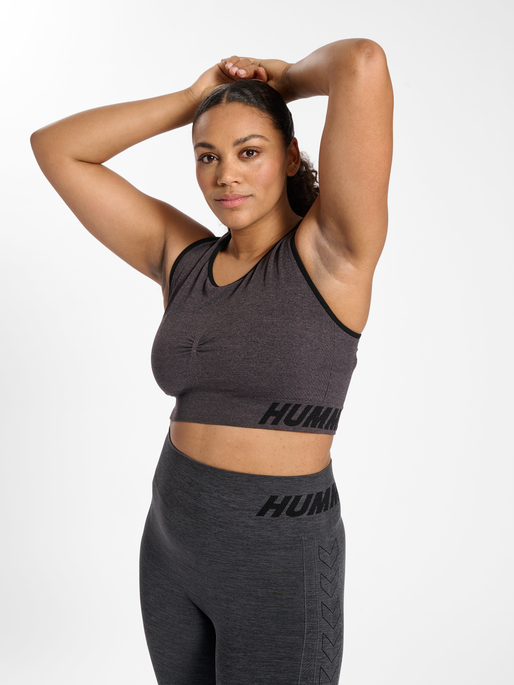 hummel TE CURVE SEAMLESS SPORTS BRA - BLACK MELANGE