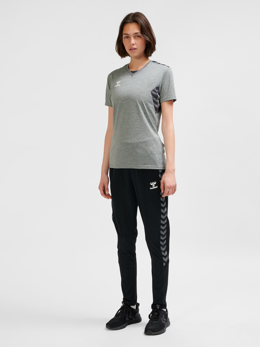 hmlAUTHENTIC PL JERSEY S/S WOMAN, GREY MELANGE, model