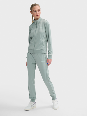 hmlPAOLA POLY  TRACKSUIT SET, CHINOIS GREEN, model