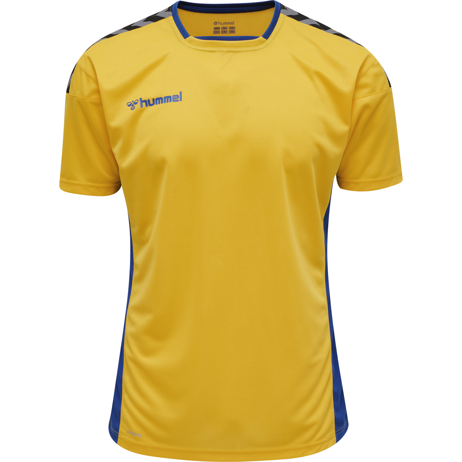 hmlAUTHENTIC POLY JERSEY S/S, SPORTS YELLOW/TRUE BLUE, packshot