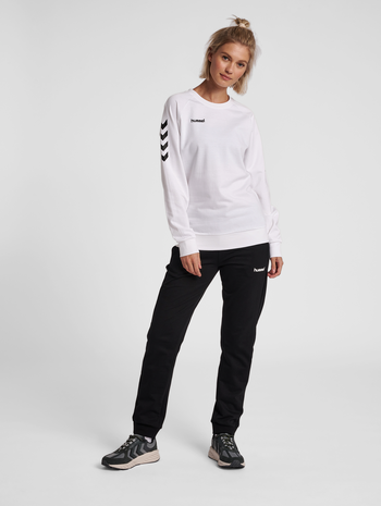 HMLGO COTTON SWEATSHIRT WOMAN, WHITE, model