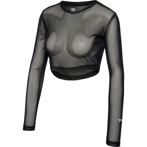 hmlMT FIERCE MESH T-SHIRT L/S, BLACK, packshot