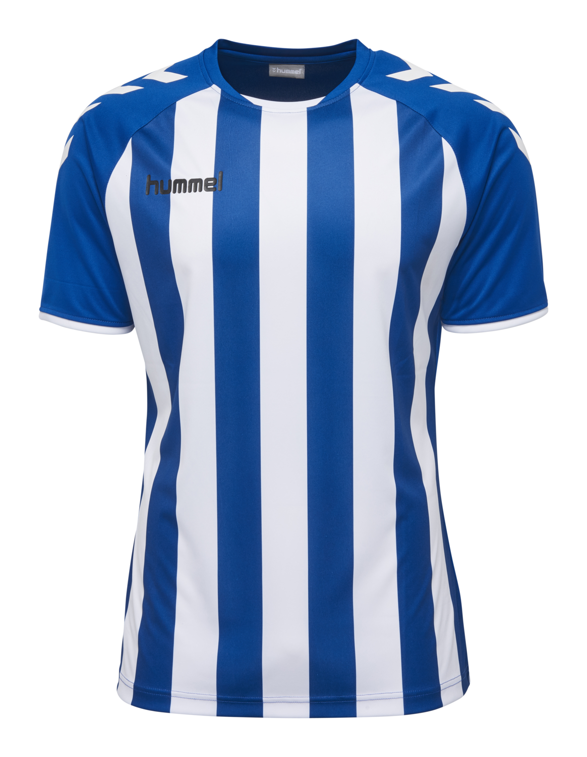blue white striped soccer jersey