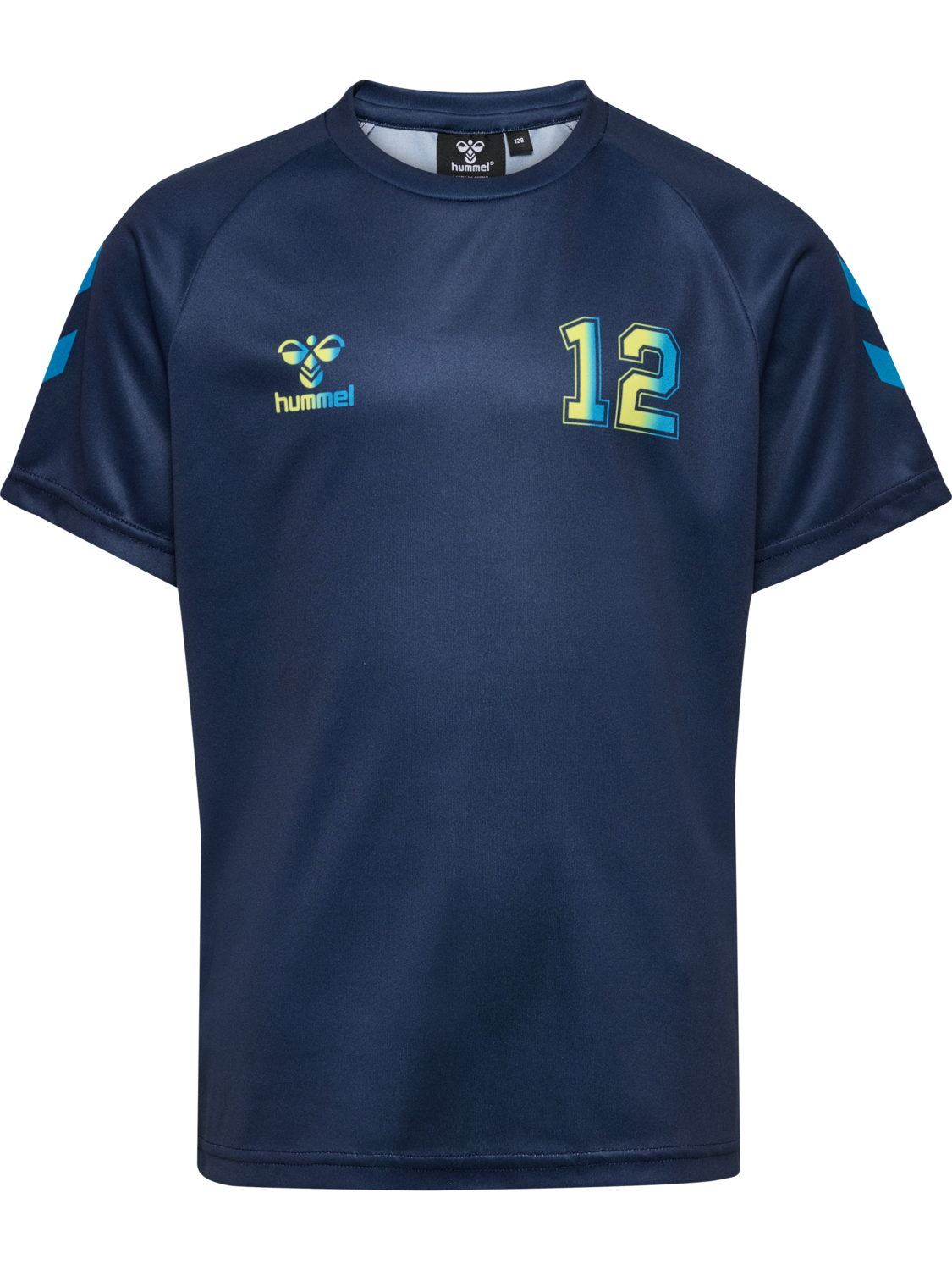 hmlSHIMMER T-SHIRT S/S, DRESS BLUES/LIMEADE, packshot