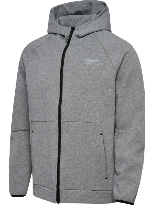 hmlTECH FLEECE REGULAR ZIP HOODIE, GREY MELANGE hmlTECH FLEECE REGULAR ZIP HOODIE, GREY MELANGE, packshot