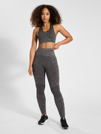 hmlCANA SEAMLESS SPORTS TOP, BLACK MELANGE, model