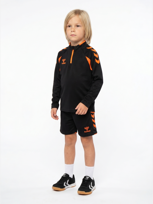 hmlCORE 2.0 HALF ZIP KIDS, BLACK/ORANGE TIGER, model