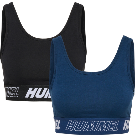 hmlTE MAJA 2-PACK COTTON SPORTS TOP, BLACK/INSIGINA BLUE, packshot