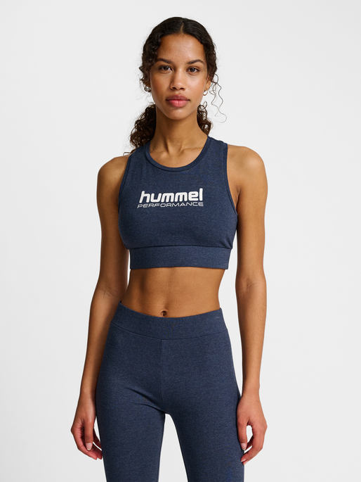 hmlPULSE LOGO LIGHT SUPPORT BRA, DRESS BLUE MELANGE, model
