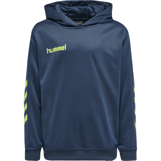 hmlPROMO KIDS POLY HOODIE, DARK DENIM/LIME PUNCH, packshot