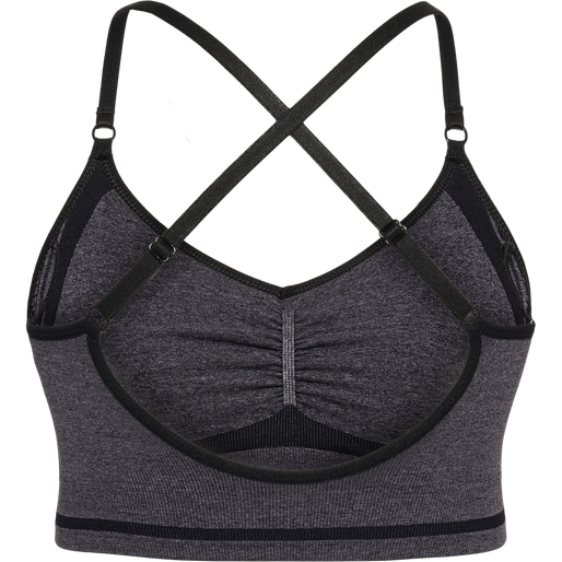 hmlMT LULU SEAMLESS SCRUNCH BRA, BLACK MELANGE, packshot