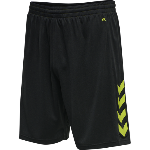 hmlCORE XK POLY SHORTS, BLACK/LIME POPSICLE, packshot