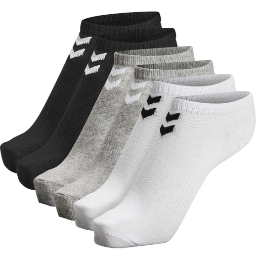 hmlCHEVRON 6-PACK ANKLE SOCKS, BLACK/WHITE/GREY, packshot