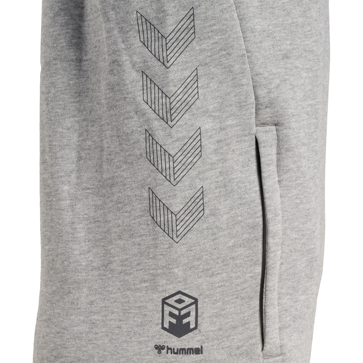 hmlOFFGRID HOODIE KIDS, GREY MELANGE/FORGED IRON, packshot