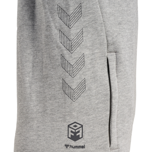 hmlOFFGRID HOODIE KIDS, GREY MELANGE/FORGED IRON, packshot
