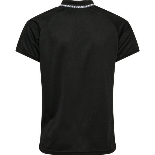 hmlONGRID POLY JERSEY S/S KIDS, JET BLACK/FORGED IRON, packshot