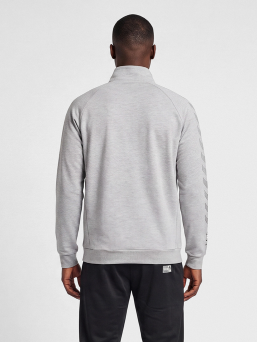 hmlMOVE GRID COTTON ZIP JACKET, GREY MELANGE, model