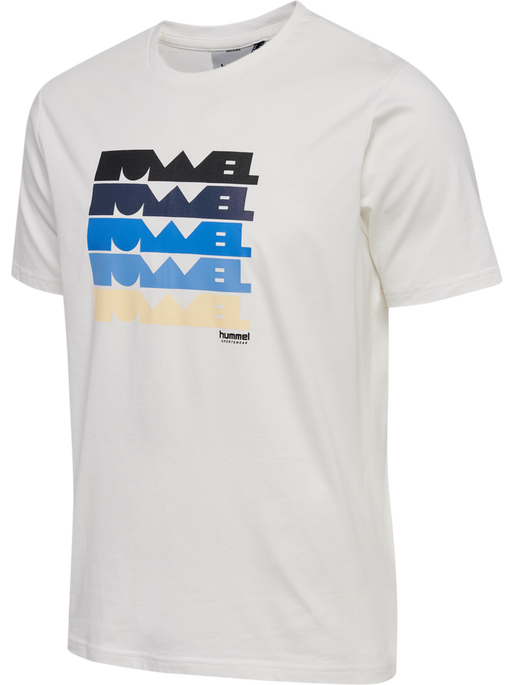 hmlREGULAR GRAPHIC TEE S/S, WHITE/BLUE, packshot