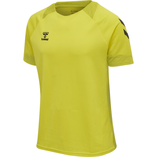 hmlLEAD S/S POLY JERSEY KIDS, BLAZING YELLOW, packshot