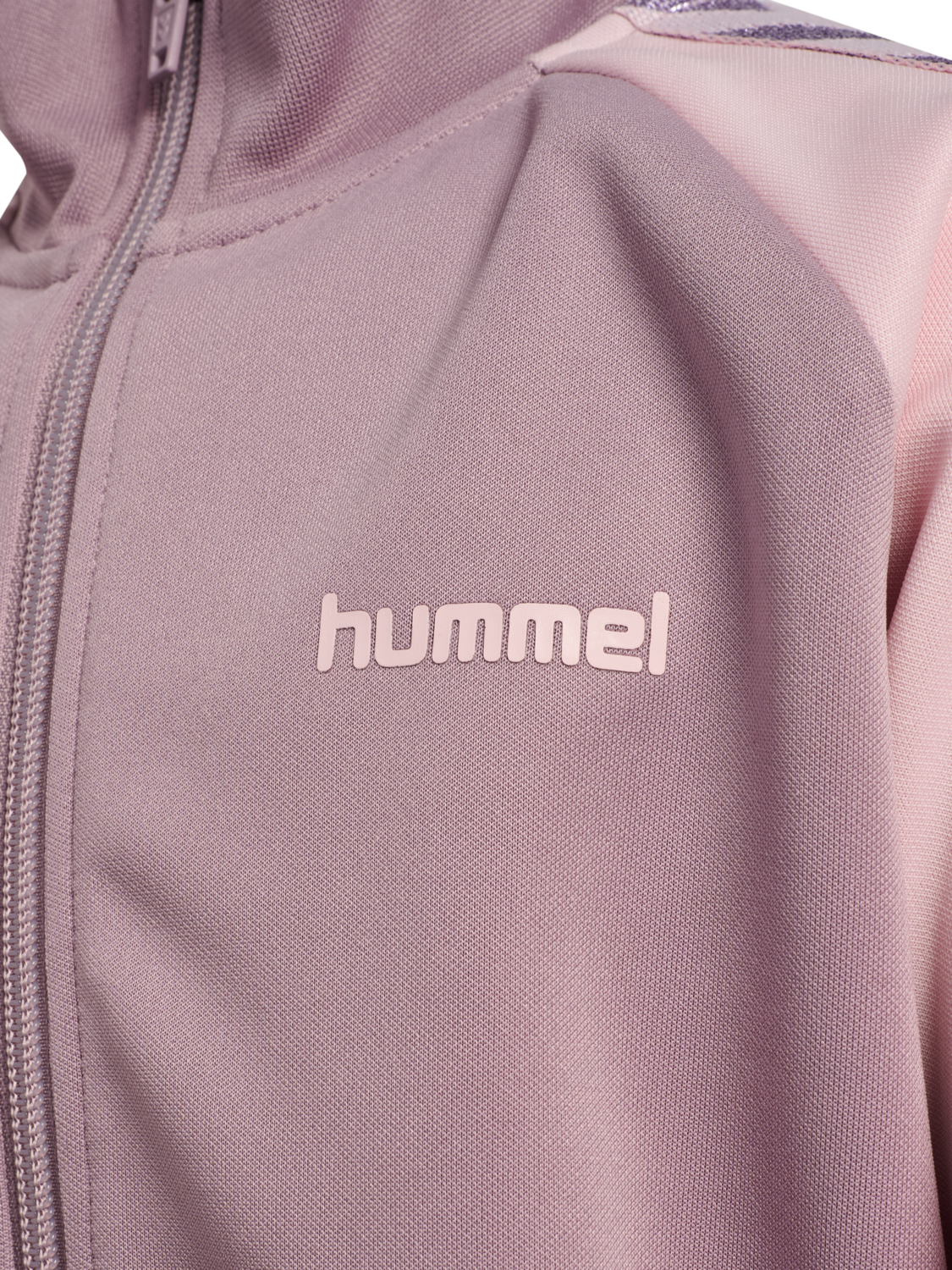 hmlJR REG POLY TAPE ZIP JACKET, SEA FOG, packshot