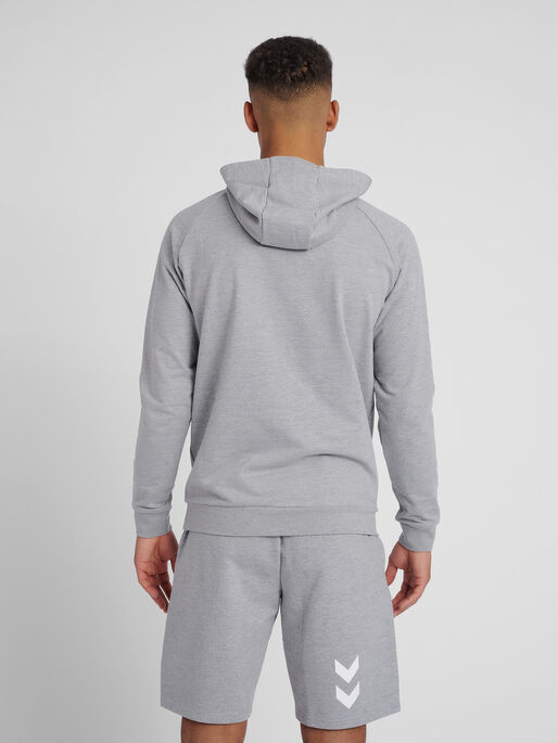 HMLGO COTTON LOGO HOODIE, GREY MELANGE, model