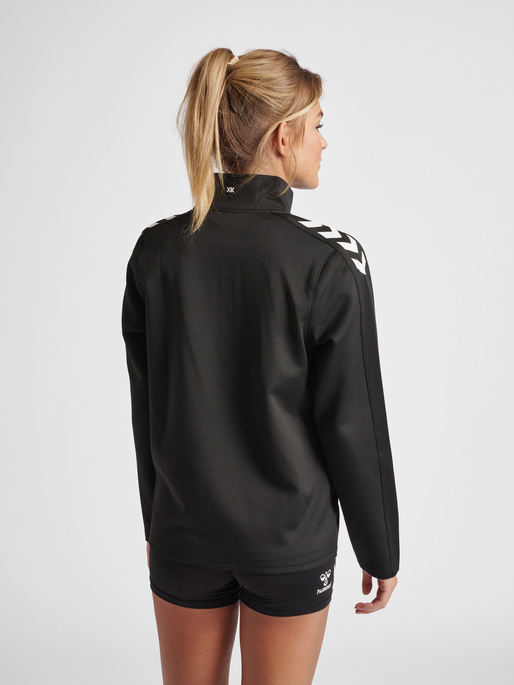 hmlCORE XK POLY ZIP SWEAT WOMAN, BLACK, model