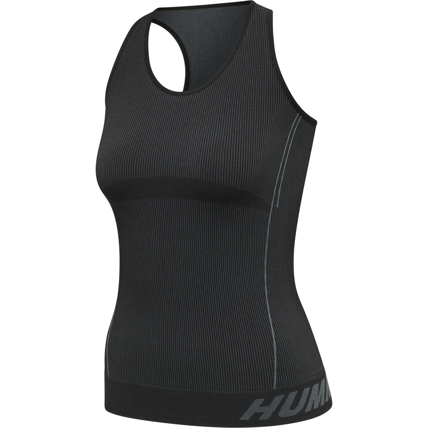 hmlTE CHRISTEL SEAMLESS TOP, BLACK/ASPHALT MELANGE, packshot