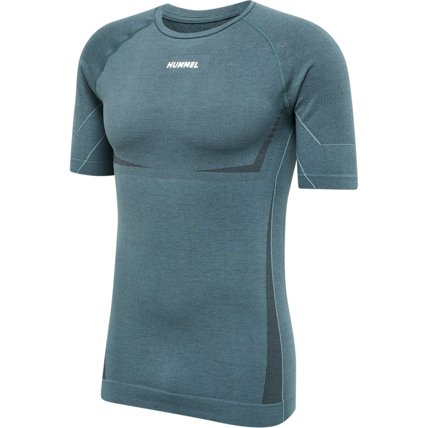 hmlTE MIKE SEAMLESS T-SHIRT, NORTH ATLANTIC/ASPHALT MELANGE, packshot