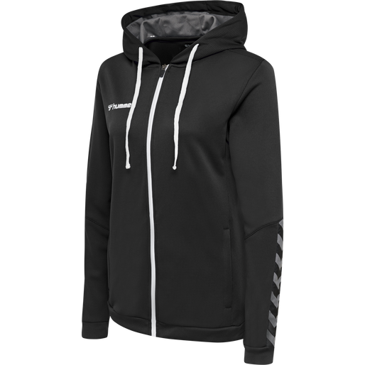 hmlAUTHENTIC POLY ZIP HOODIE WOMAN, BLACK/WHITE, packshot