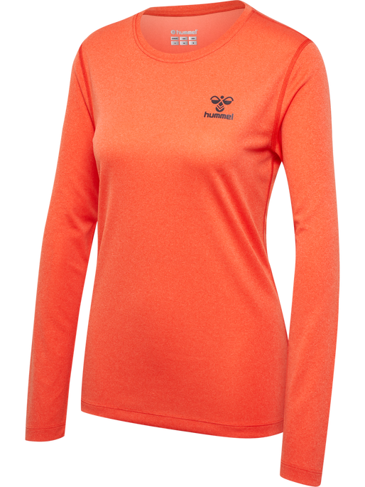 hmlSPRINT MEL T-SHIRT L/S WOMAN, SPICY ORANGE MELANGE, packshot