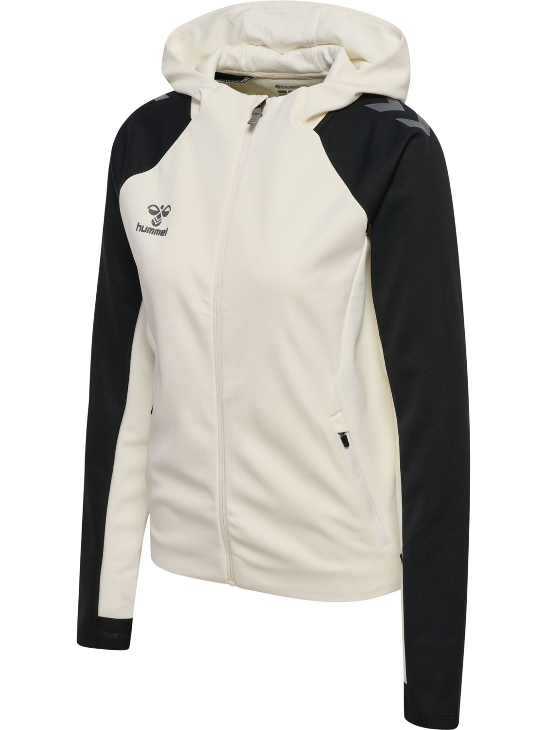 hmlCIMA 2.0 ZIP HOODIE WOMAN, MARSHMALLOW/BLACK, packshot