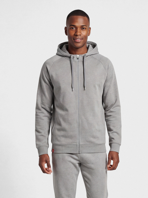 hmlRED CLASSIC ZIP HOODIE, GREY MELANGE, model