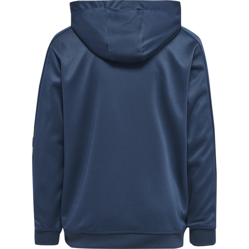 hmlPROMO KIDS POLY HOODIE, DARK DENIM/LIME PUNCH, packshot