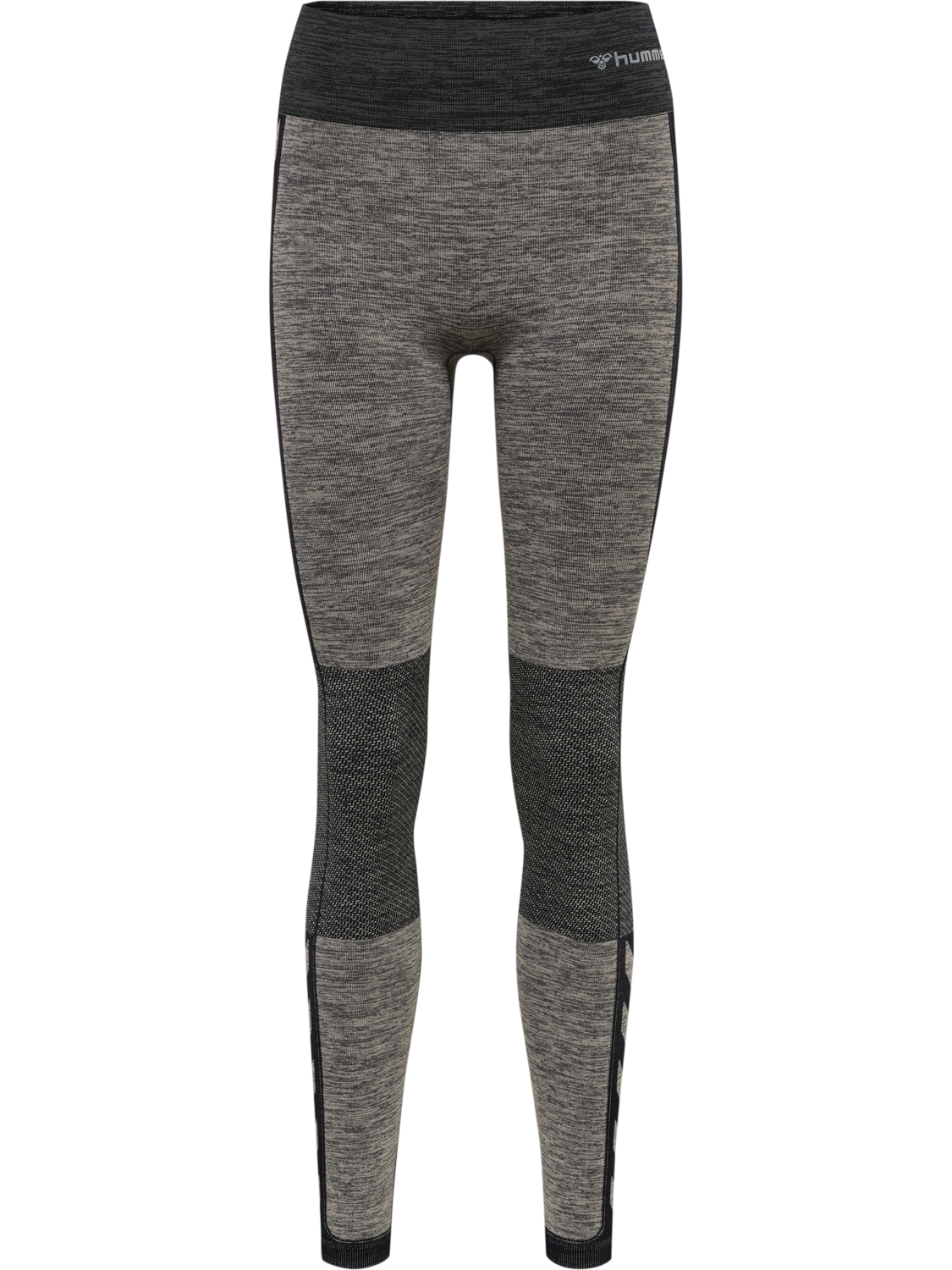 hmlCLEA SEAMLESS MID WAIST TIGHTS, CHATEAU GRAY/BLACK MELANGE, packshot