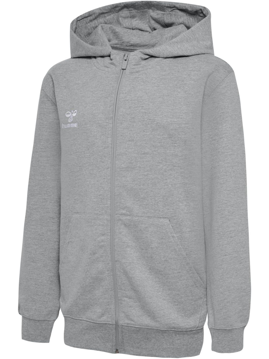 hmlGO 2.0 ZIP HOODIE KIDS, GREY MELANGE, packshot