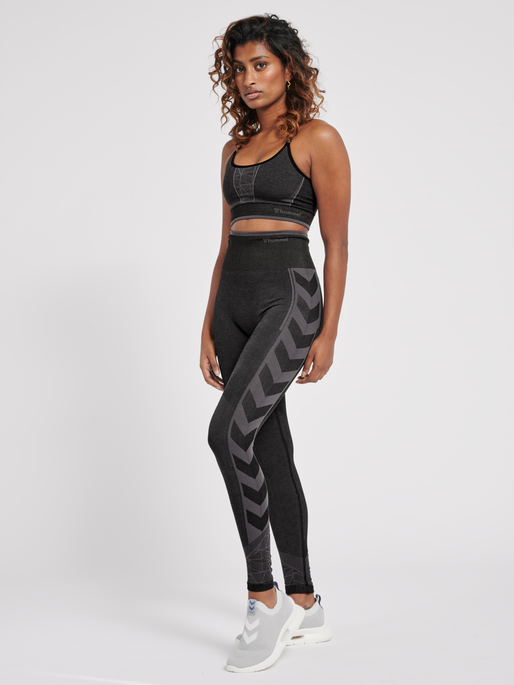 hmlMT ENERGY SEAMLESS HW TIGHTS, BLACK/ASPHALT MELANGE, model