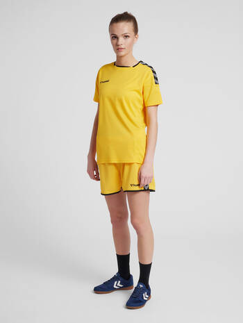 hmlAUTHENTIC POLY JERSEY WOMAN S/S, SPORTS YELLOW/BLACK, model