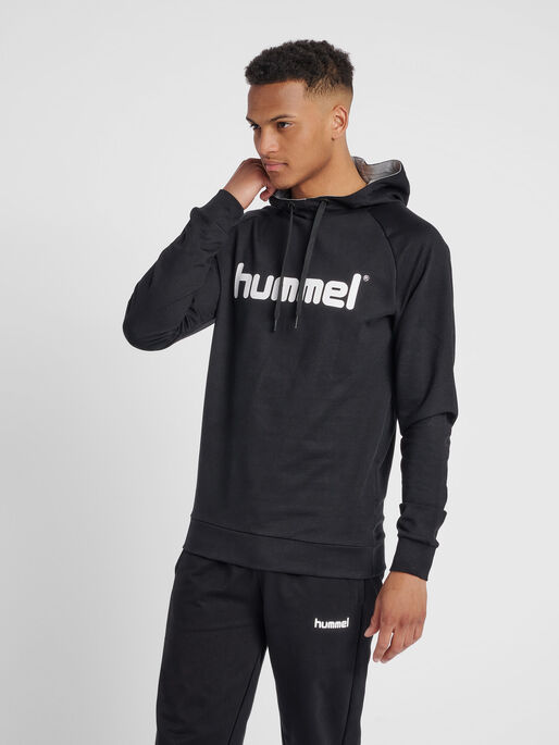 HMLGO COTTON LOGO HOODIE, BLACK, model