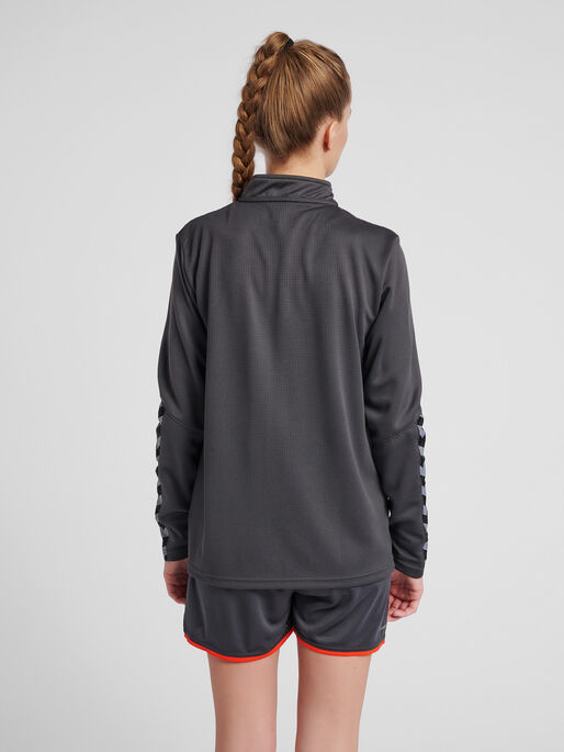 hmlAUTHENTIC HALF ZIP SWEATSHIRT WOMAN, ASPHALT, model