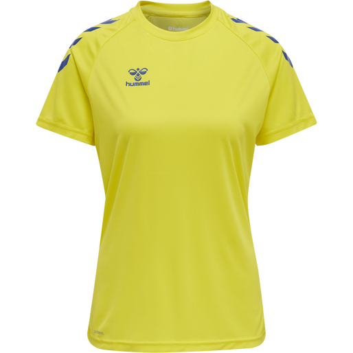 hmlCORE XK CORE POLY TEE  S/S WOMAN, BLAZING YELLOW/TRUE BLUE, packshot
