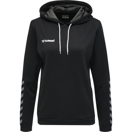 hmlAUTHENTIC POLY HOODIE WOMAN, BLACK/WHITE, packshot