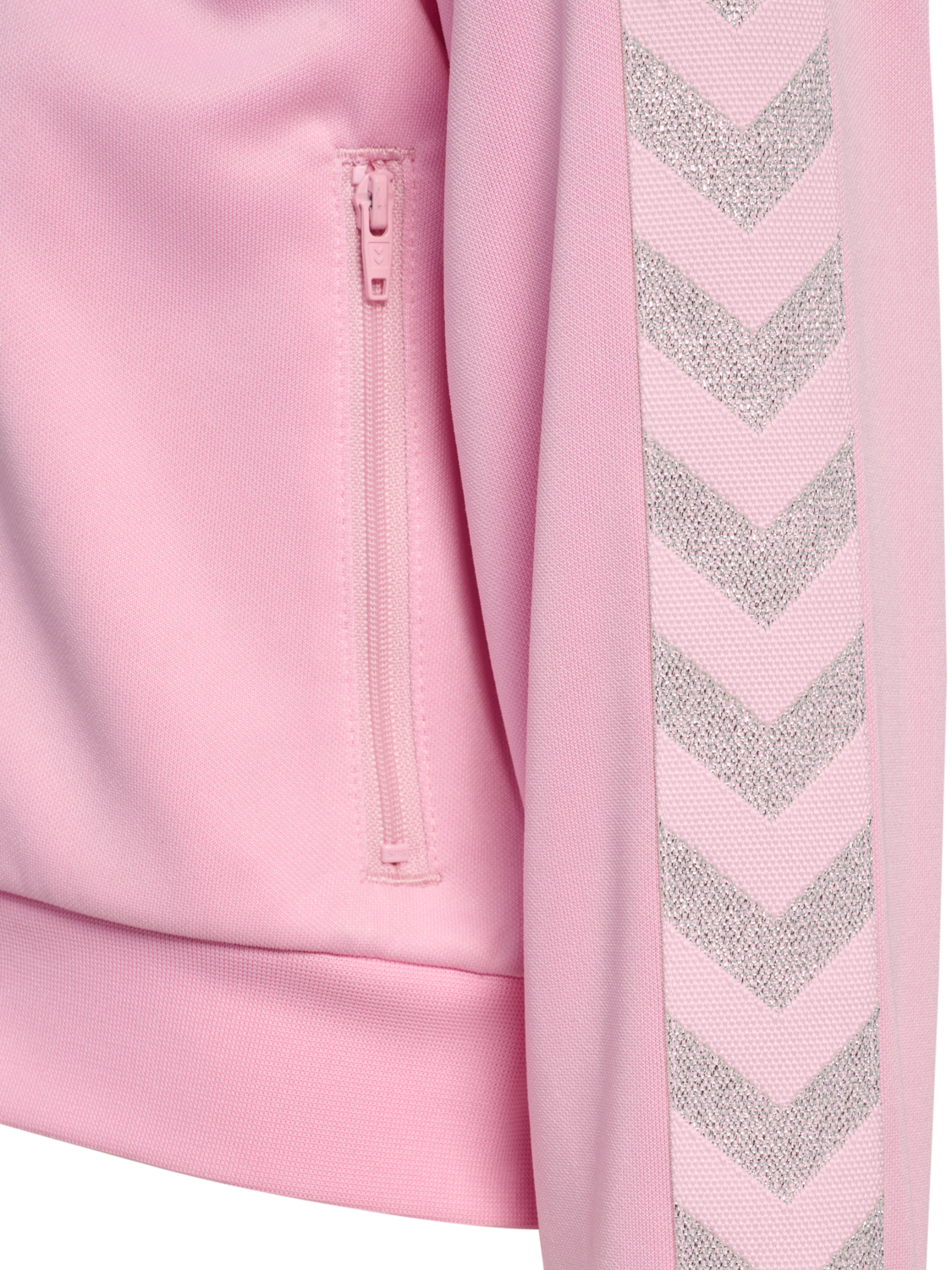 hmlJR REG POLY TAPE GIRL ZIP JACKET, ROSEATE SPOONBILL, packshot