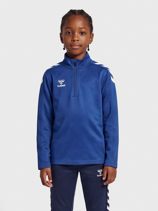 hmlCORE XK HALF ZIP POLY SWEAT KIDS, TRUE BLUE, model
